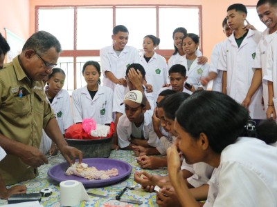 Tingkatkan Kompetensi Keahlian Keperawatan Ternak, SMK PP Negeri Kementan Adakan Praktikum Reproduksi Ternak